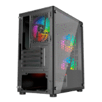 Nordic Gaming Fenris RGB Mini Tower – set bagfra med monteret hærdet glas og RGB-blæsere