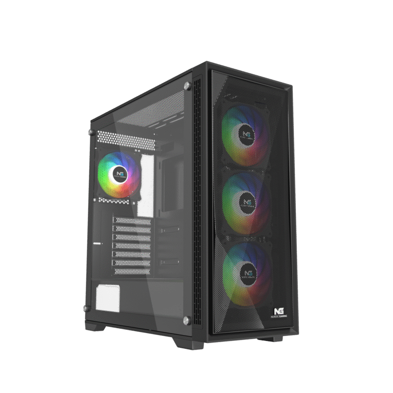 Nordic Gaming Nidhug – kabinet til esport gamer pc med RGB-lys og glaspanel