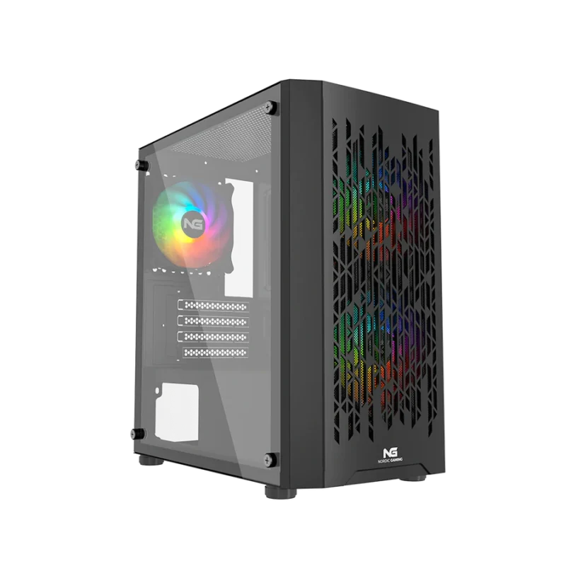 Starter gamer PC i Nordic Gaming Fenris kabinet med hærdet glas og RGB-blæsere