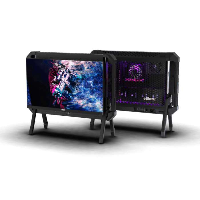 eBlaztr esport gamer pc med sidepanel og RGB-setup – klar til Fortnite og CS2