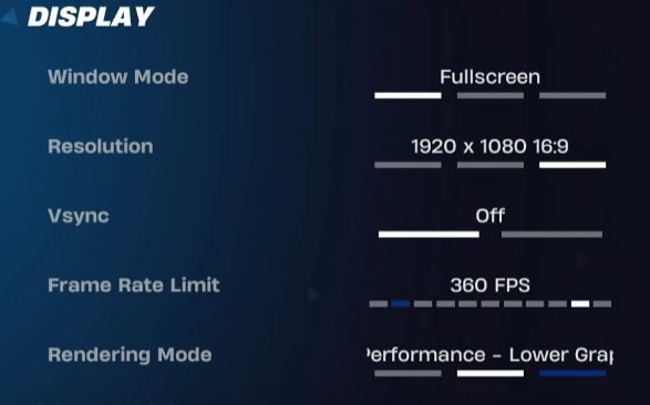 Fortnite Display Settings for FPS boost