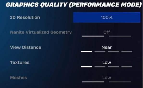 Grafikindstillinger i Fortnite for høj FPS