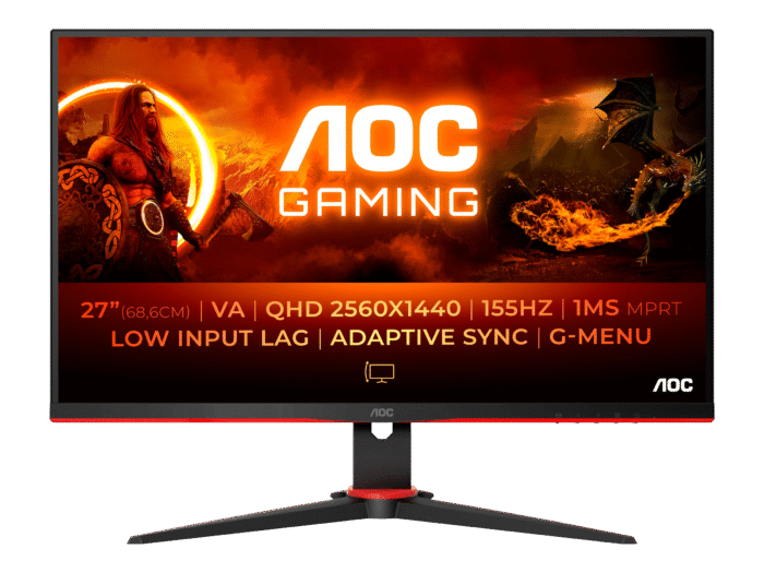AOC Q27G2E/BK 27" QHD gaming skærm med VA-panel og 155Hz opdateringshastighed