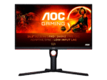 AOC 25G3ZM gaming skærm 25" med VA-panel og 240Hz – set forfra med rød-sort design