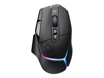 Logitech G502 X PLUS gaming mus med RGB, sort udgave – set fra siden