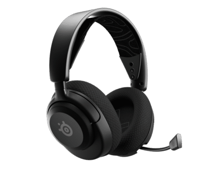 Gaming headset set forfra – SteelSeries Arctis Nova 5 i sort med boom-mikrofon