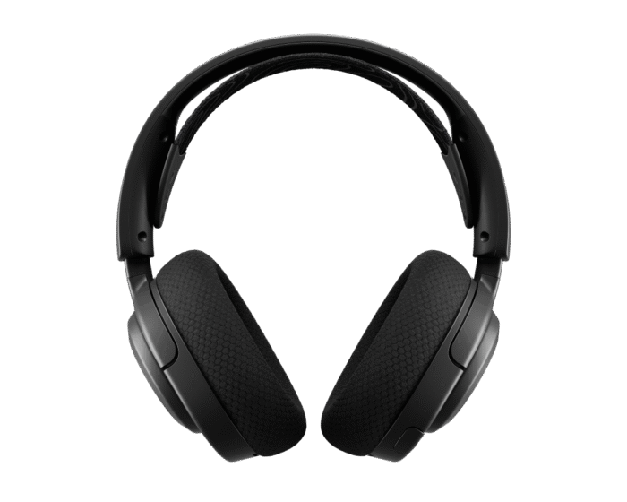 SteelSeries Arctis Nova 5 gaming headset set forfra uden mikrofon – sort model