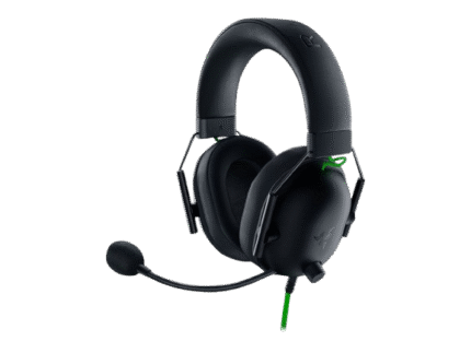 Razer BlackShark V2 gaming headset med mikrofon – sort med grøn kabel