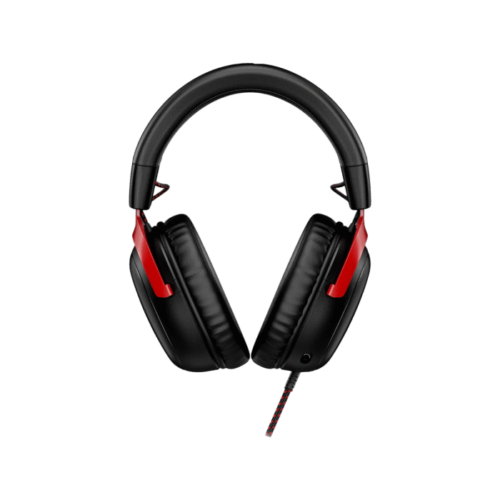 HyperX Cloud III gaming headset sort/rød set forfra – kablet USB & 3,5 mm