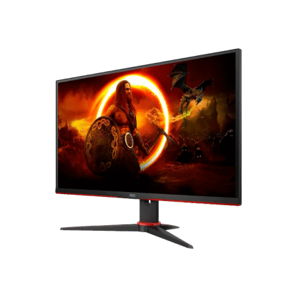 AOC 27” gaming skærm set fra siden med tynde kanter