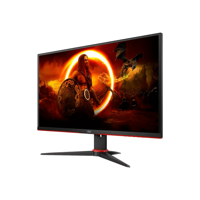 AOC 27” gaming skærm set fra siden med tynde kanter