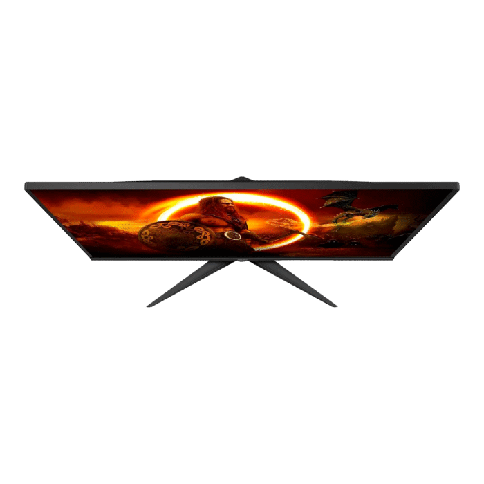 Slank AOC gaming skærm set ovenfra