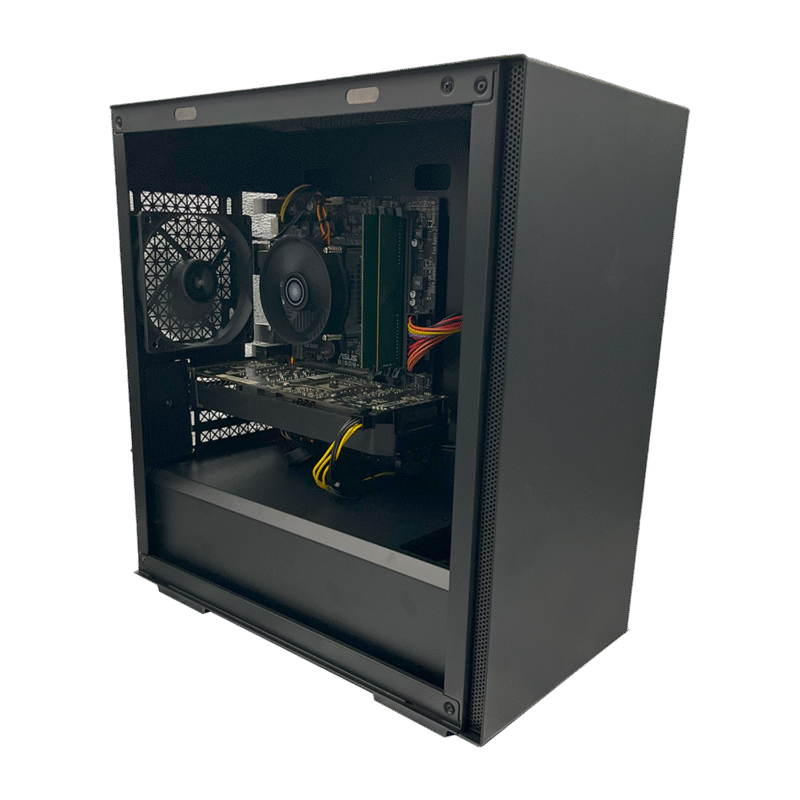 Gamer Deal Starter PC – i5-6400 • GTX 1060 • 16GB • 1TB HDD + 120GB SSD – DeepCool MACUBE 110 skråt forfra