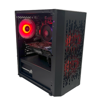 Gamer Deal Starter PC – Ryzen 3 3200G • GTX 1060 • 16GB • 1TB SSD – skråt forfra med RGB