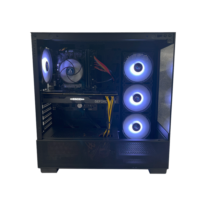 Gamer Deal Gamer PC – i5-8400 • RTX 2080 SUPER • 16GB • 953GB SSD – sideview med blå RGB