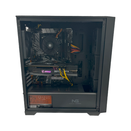 Gamer Deal Gamer PC – i5-9600K • RTX 3060 • 16GB • 476GB SSD – sideview med komponenter